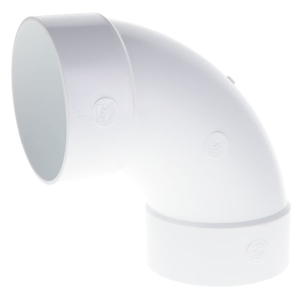 S304040 4" 1/4 Bend - 90° - Elbow (Long Sweep) - Solvent Weld, Sewer & Drain Fitting