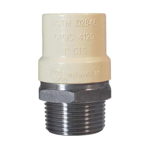 302-437 1-1/2" - CPVC x MIP, Stainless Steel MNPT x CPVC Transition Fittings