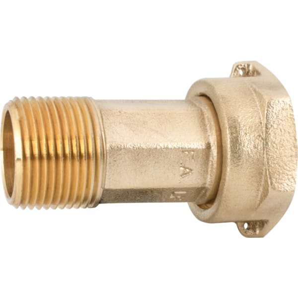 313-124NL 3/4" - MIP x AWWA, No Lead Cast Brass Water Service MNPT x AWWA Meter Coupling