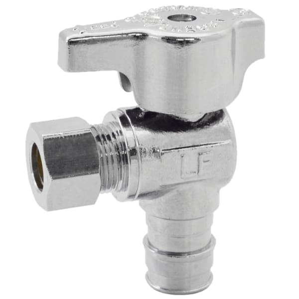 114-606NL 1/2" x 3/8" - F1960 x Comp (OD), No Lead Chrome-Plated Forged Brass 1/4-Turn Ball-Type F1960 x OD Angle Stop Valve