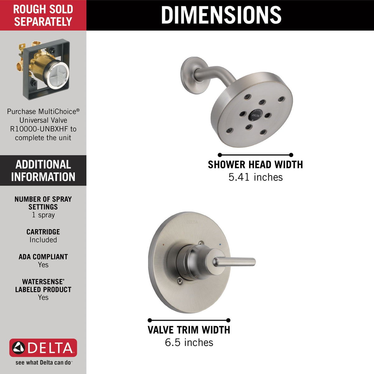 T14259-SS Trinsic® Monitor® 14 Series H2OKinetic® Shower Trim Stainless