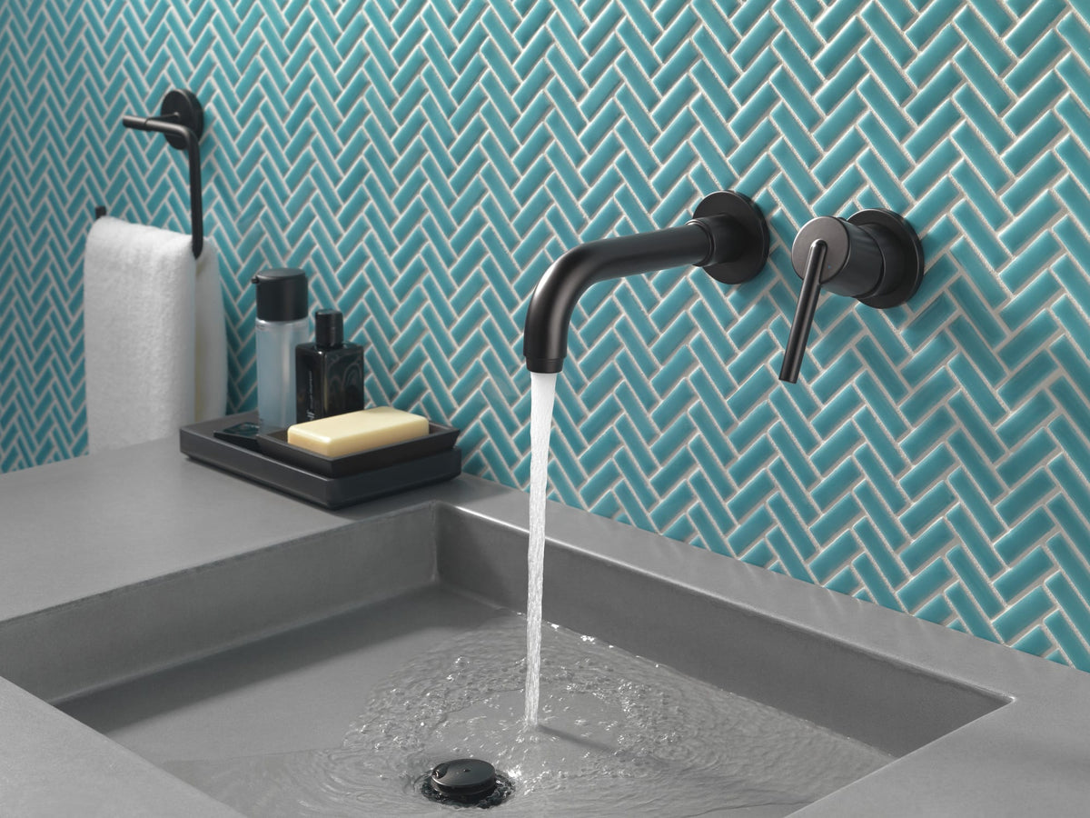 Trinsic® Single Handle Wall Mount Bathroom Faucet Trim Matte Black T3559LF-BLWL