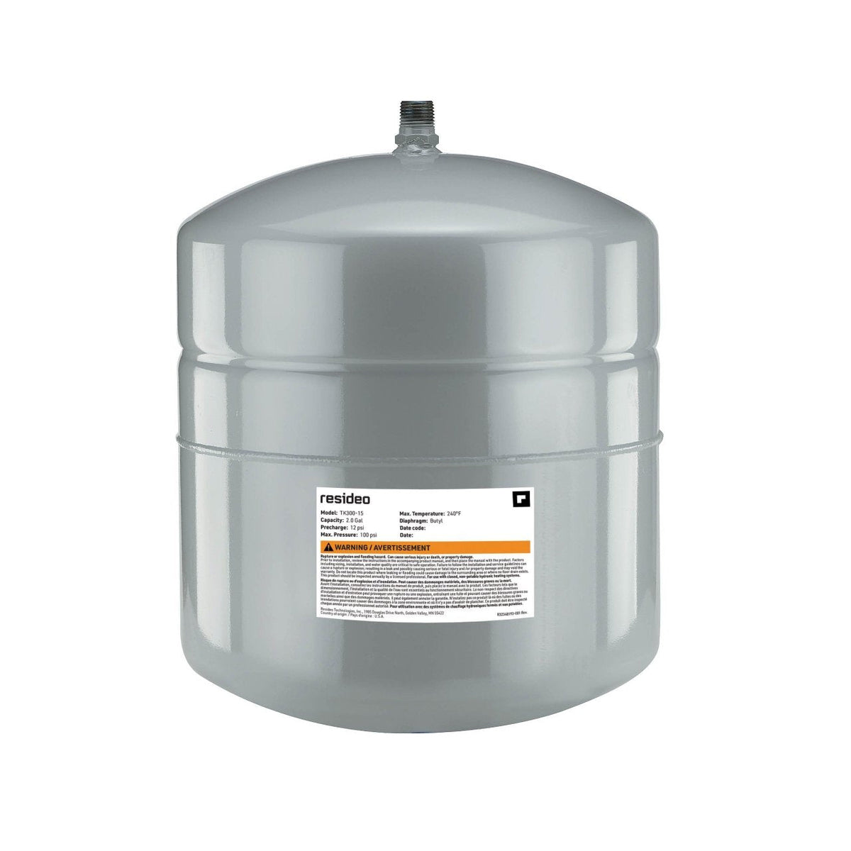 TK300-15/U Heating Expansion Tank, 2.0 Gallon, 1/2 in Male NPT
