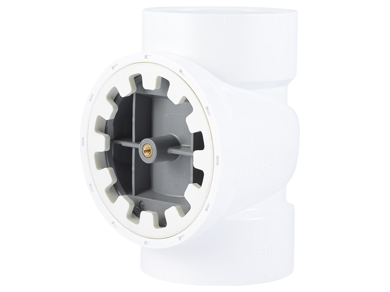 TRPVC4A-B TestRite® 4" PVC DWV Test / Cleanout Tee with Plug, Brass Thread for Cover Screw