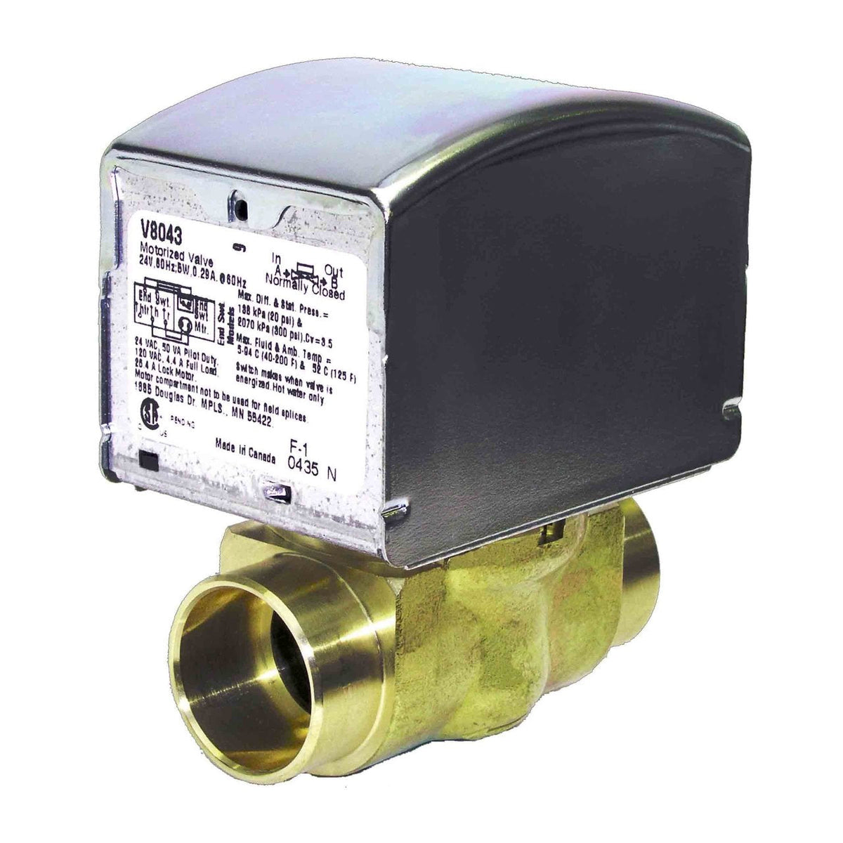 V8043E5020/U 5000 Series Zone Valve, 1 in Sweat, 3.5 Cv, 24 VAC, SPST End Switch