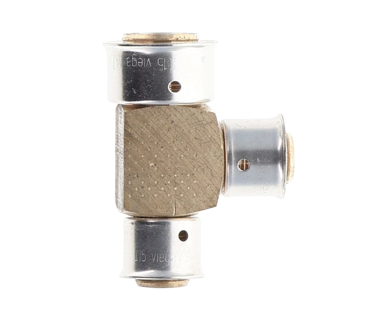 94032 3/4" x 1/2" x 1/2" PEX Reducing Tee (Press) - PureFlow® Press (Brass)
