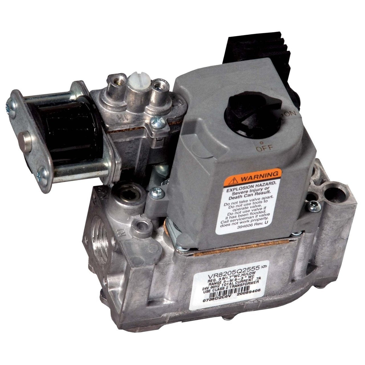 VR8205Q2555/U Direct Ignition Two Stage Gas Valve, Standard Opening, 1/2 in x 1/2 in, 1.7/3.5 in WC