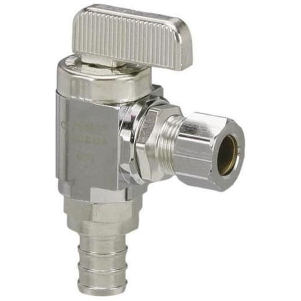 46002 3/8" x 1/4 PEX Angle Stop (Crimp(F1807)) - PureFlow® Crimp (Brass)