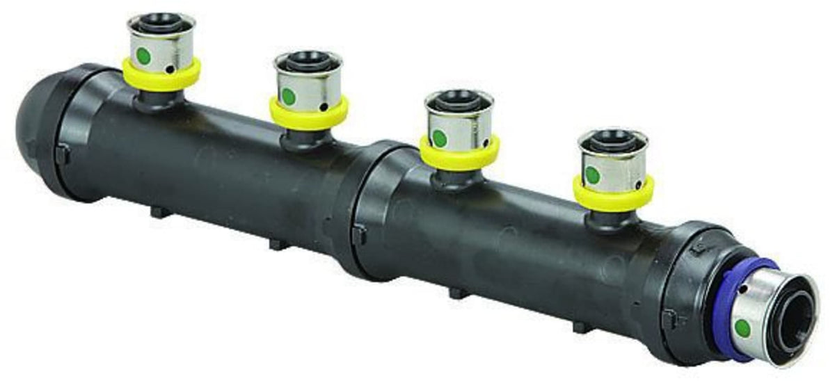 49004 4-Port PEX PureFlow Press Manifold Tee - 3/4" Press Inlet, Closed Outlet - (4) 1/2" Press Ports - Composite