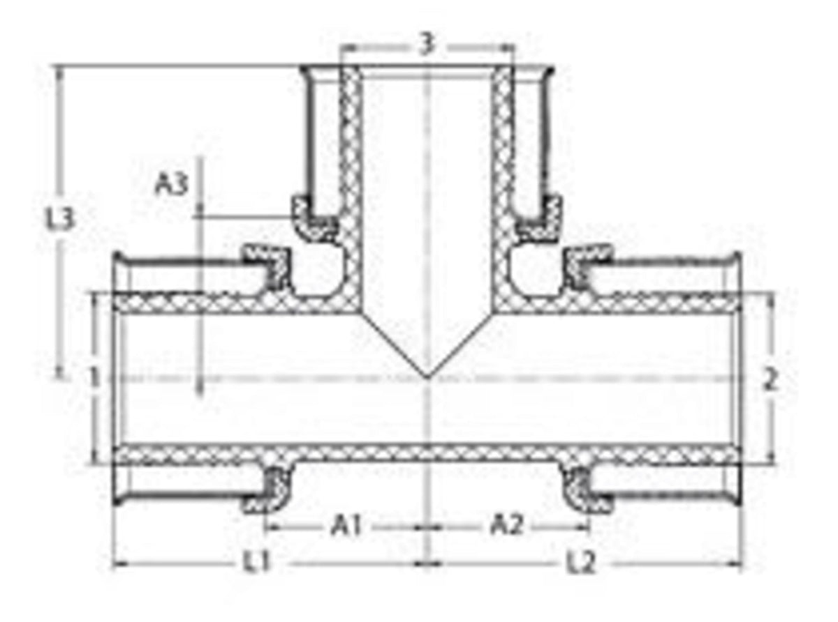 49433 3/4" x 1/2" x 1/2" PEX Reducing Tee (Press) - PureFlow® Press (Composite)