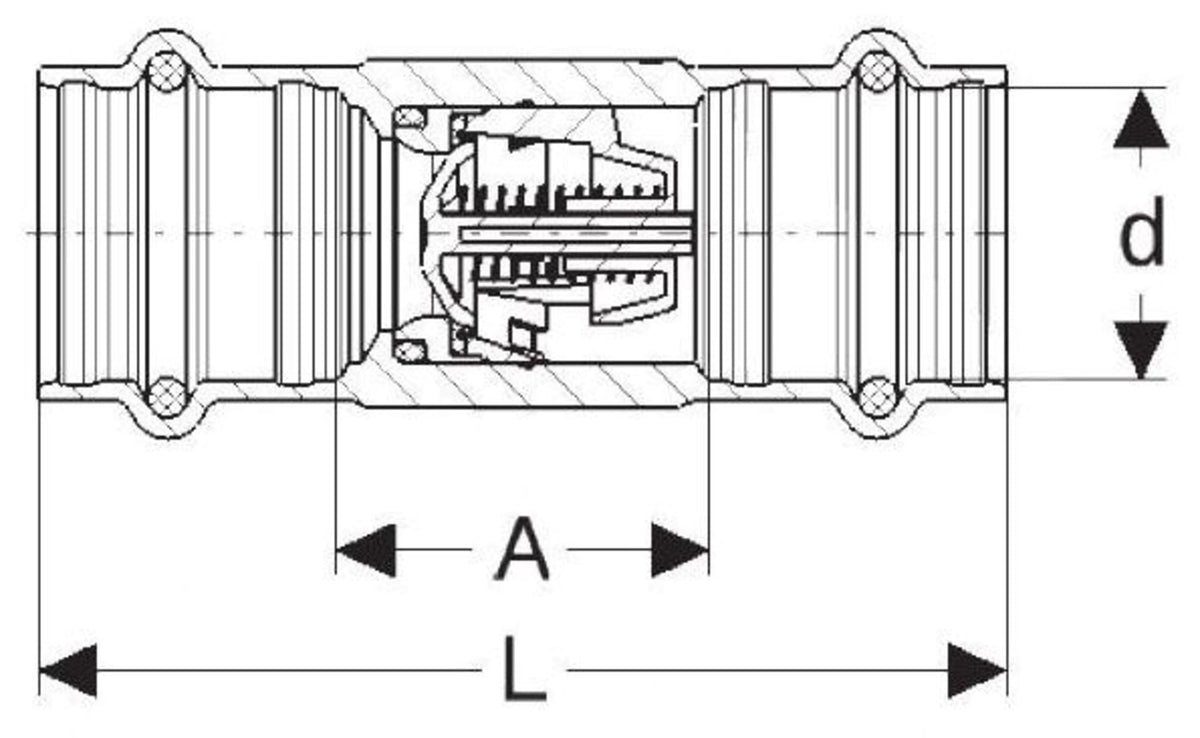 79050 1-1/4" x 1-1/4", ProPress x ProPress, 300 PSI, Lead-Free, Bronze Body, EPDM Sealing Element, In-Line, Check Valve