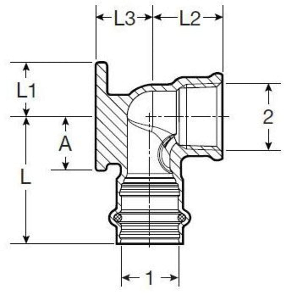 1/2" x 1/2" - (P-FPT) - 90 Deg Elbow (Drop Ear), ProPress® 79190