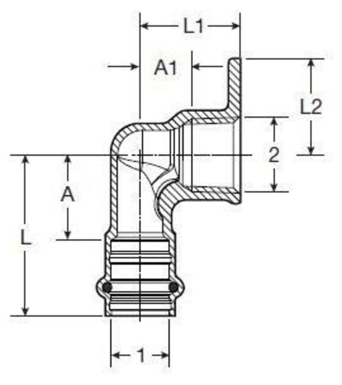 1/2" x 1/2" - (P-FPT) - 90 Deg Elbow (Drop Ear), ProPress® 79205