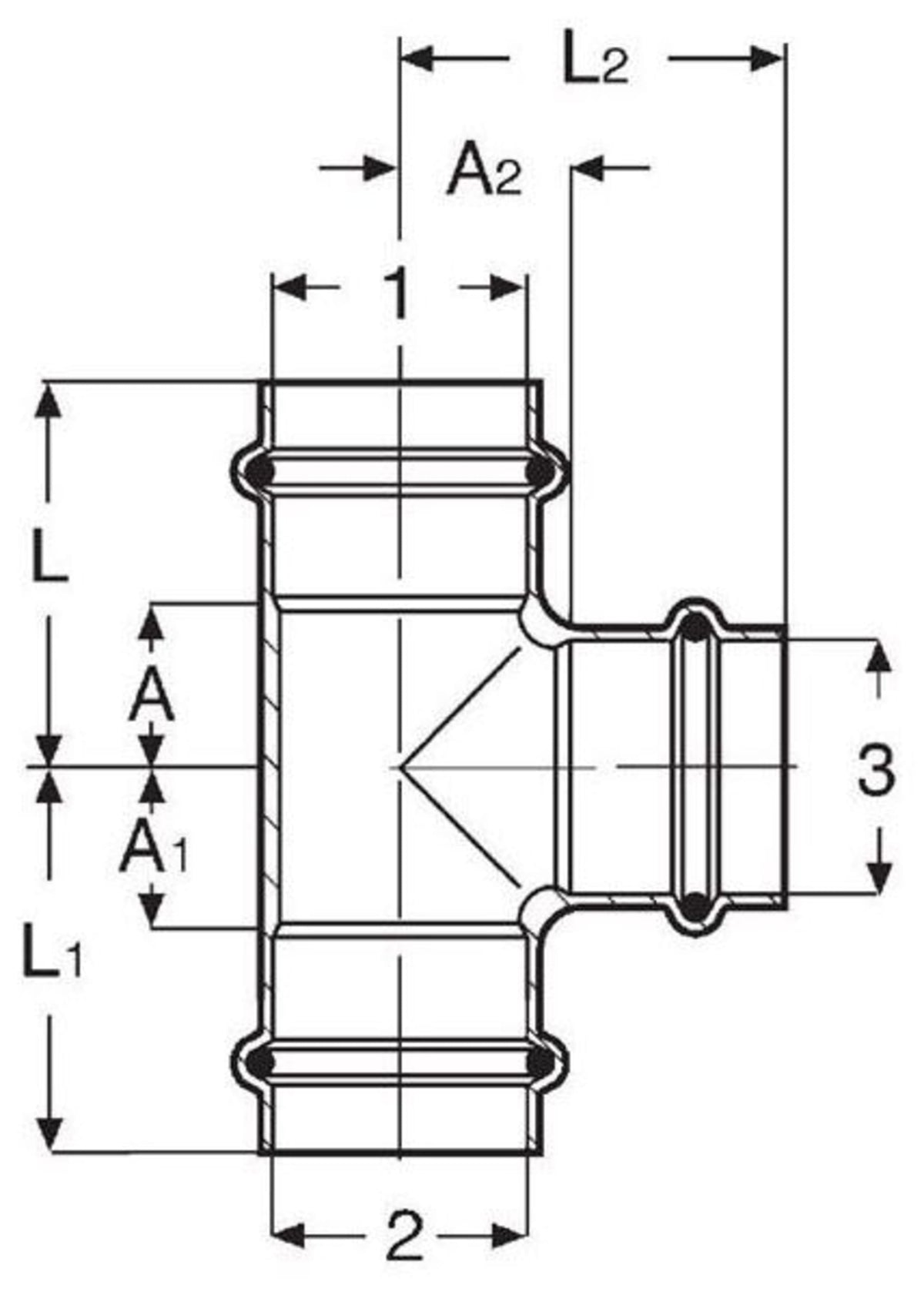 79660 1-1/2" x 1" x 3/4" - (P-P-P) - Tee (Reducing), ProPress®