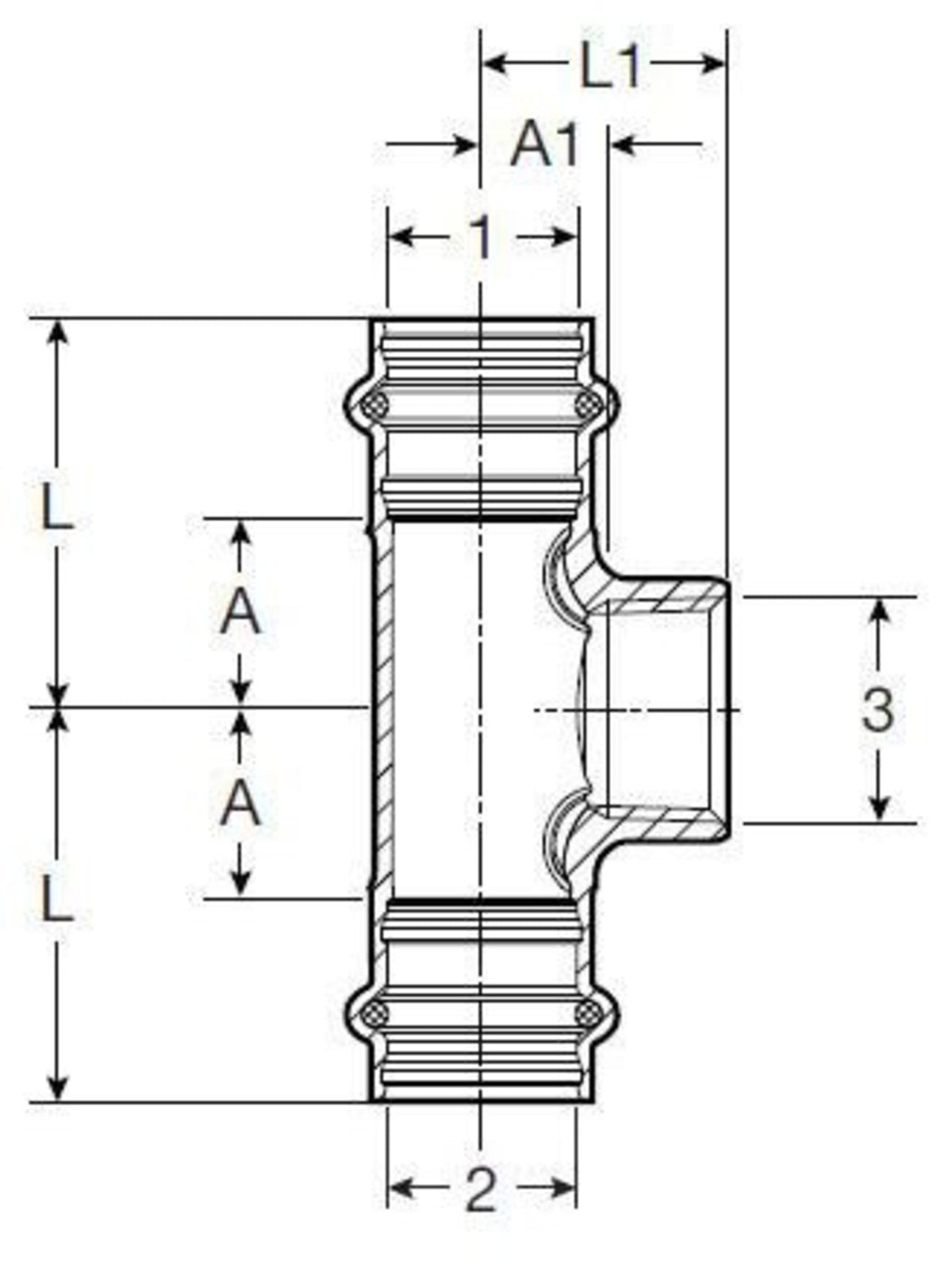 79760 1" x 1" x 1/2" - (P-P FPT) - Tee (Adapter), ProPress®
