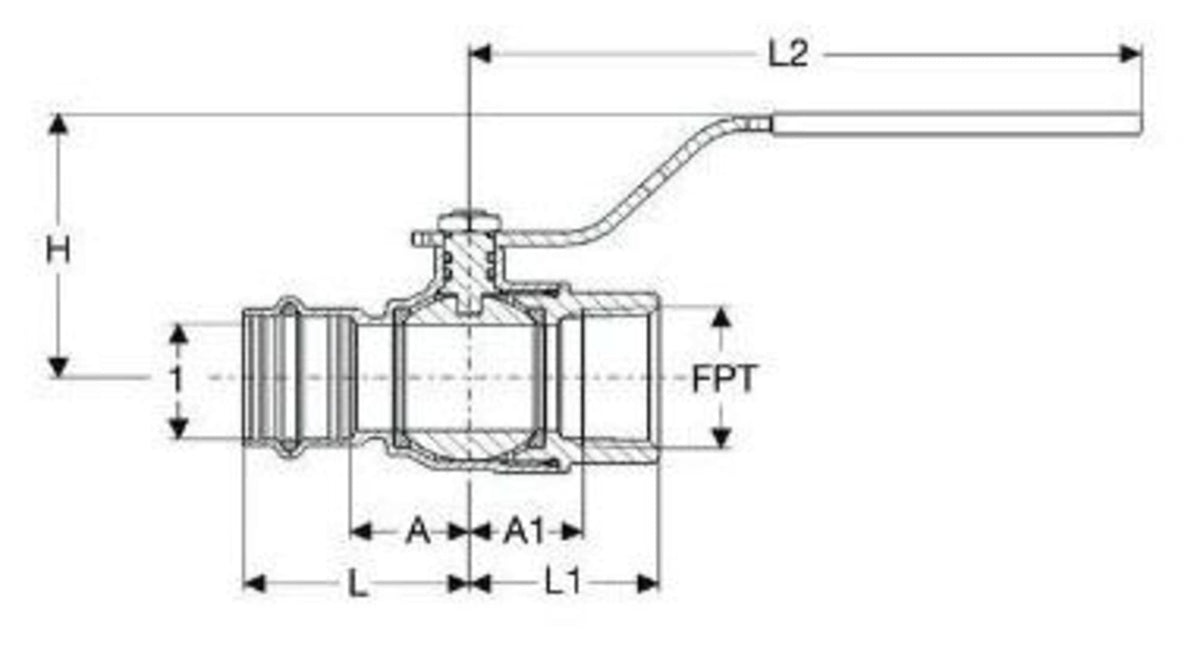 79975 3/4" x 3/4", ProPress x FPT, 250 PSI CWP, Lead-Free, Bronze Body, EPDM Seal, Full Port, 2-Piece, Ball Valve