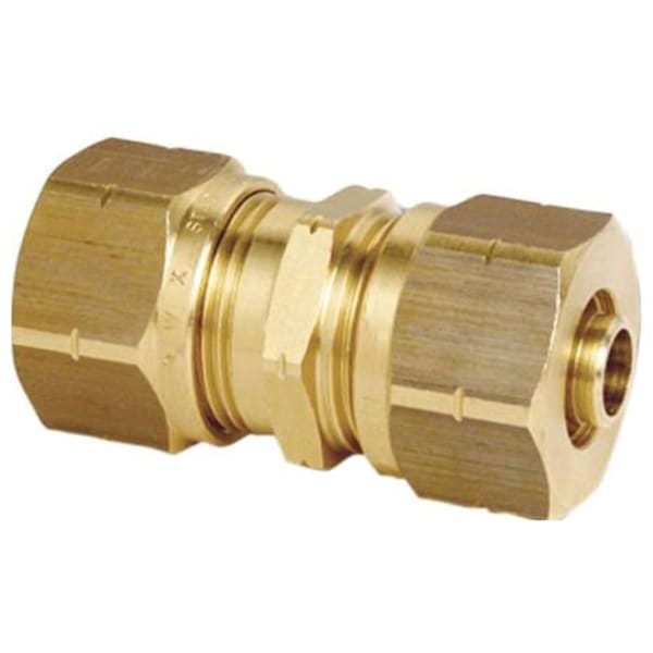 19013 5/16" x 5/16", Compression x Compression, 160 PSI, Brass, Straight, Coupling