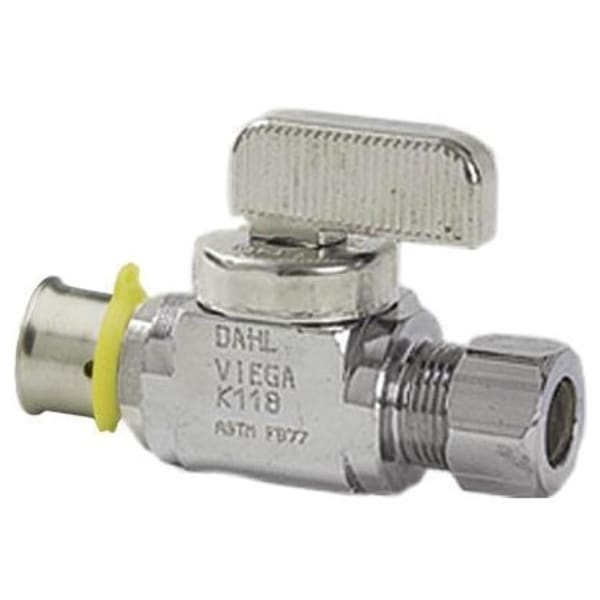 94031 1/2" x -1/4" PEX Straight Stop (Press) - PureFlow® Press (Brass)