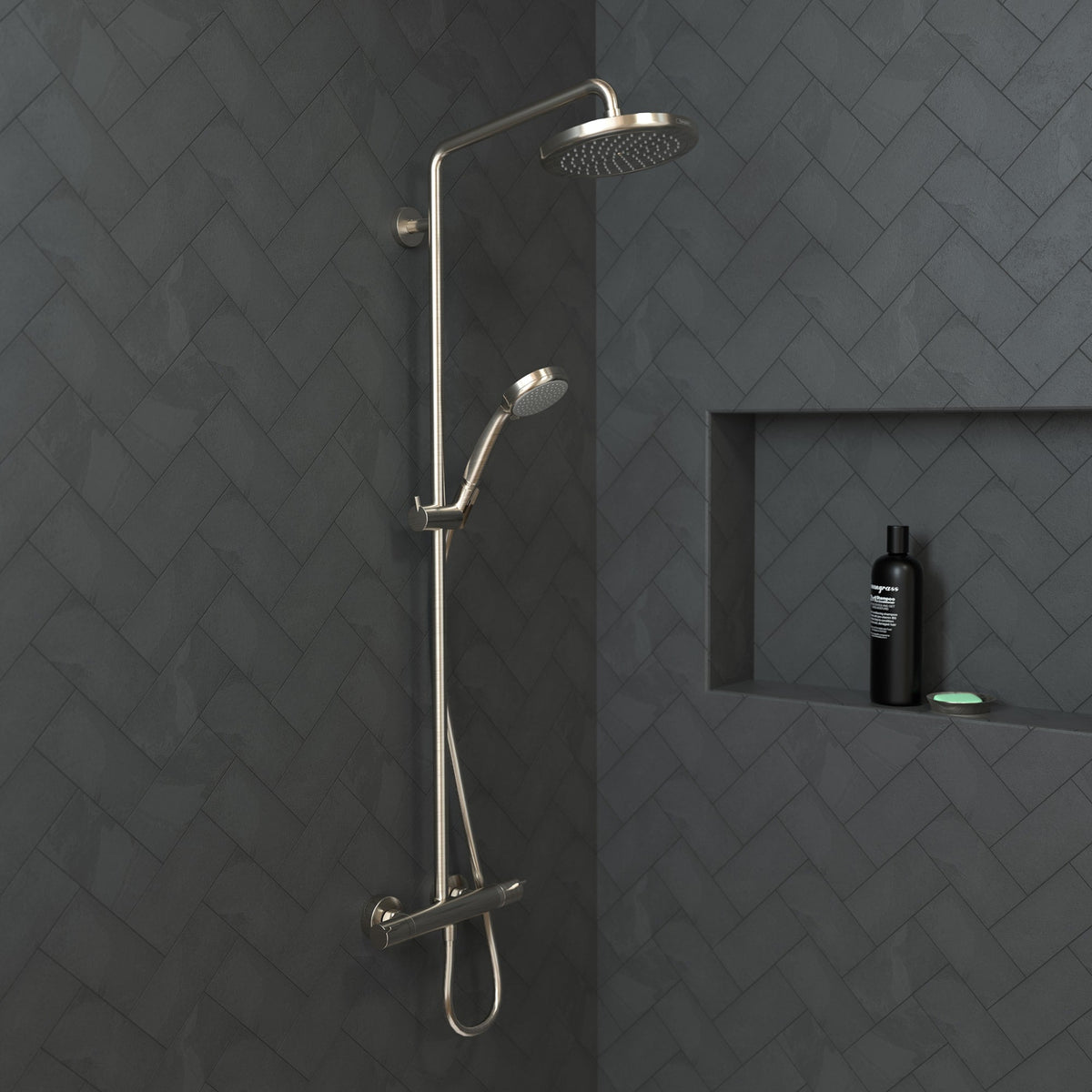 27185821 Croma Showerpipe 220 1-Jet, 2.5 GPM in Brushed Nickel