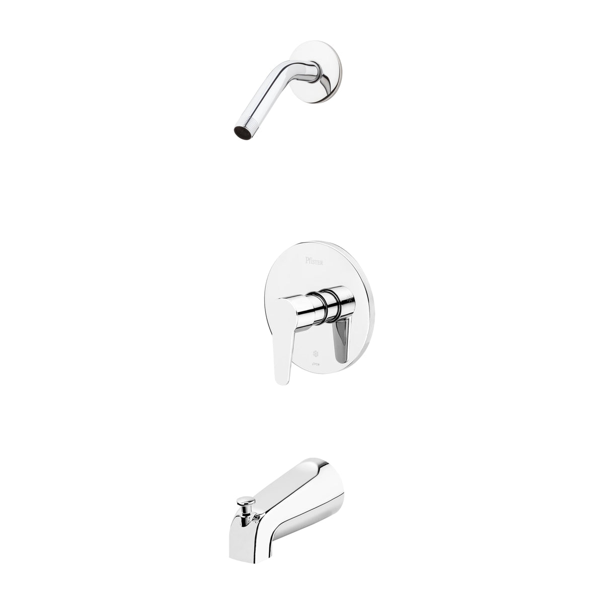 R89-0700 Pfirst Modern Single-Handle Tub & Shower Trim Only Less Showerhead in Polished Chrome