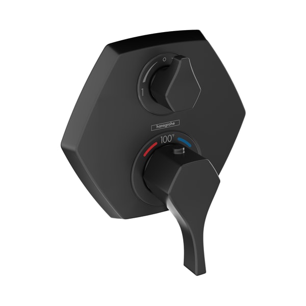 04820670 Locarno Thermostatic Trim with Volume Control and Diverter in Matte Black
