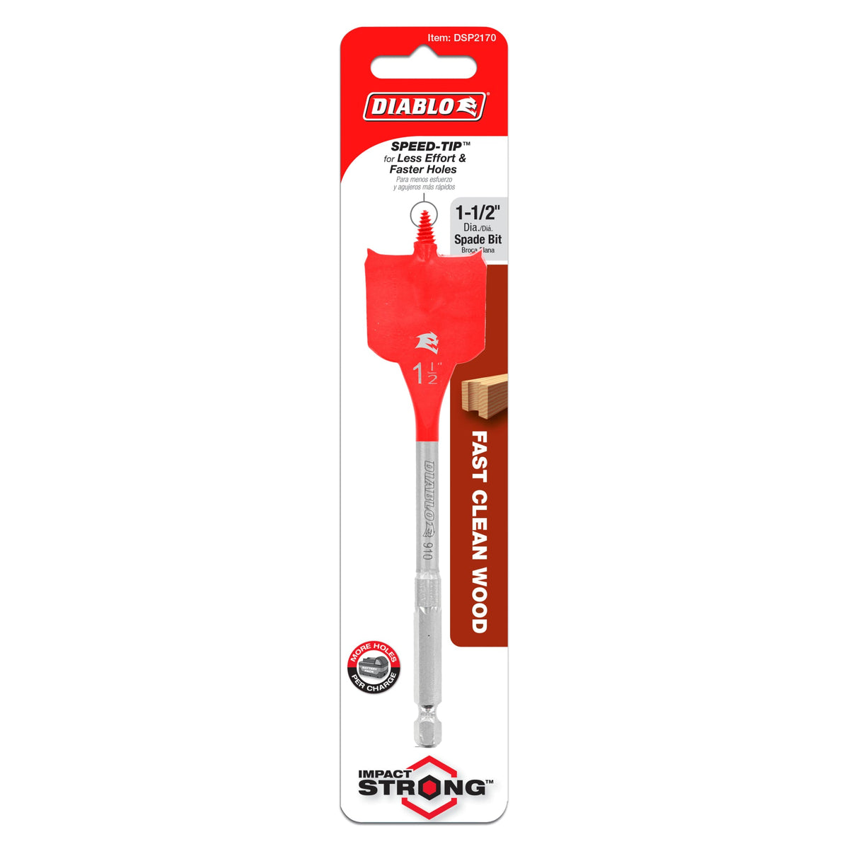 DSP2170 1-1/2" x 6" Spade Bit for Wood