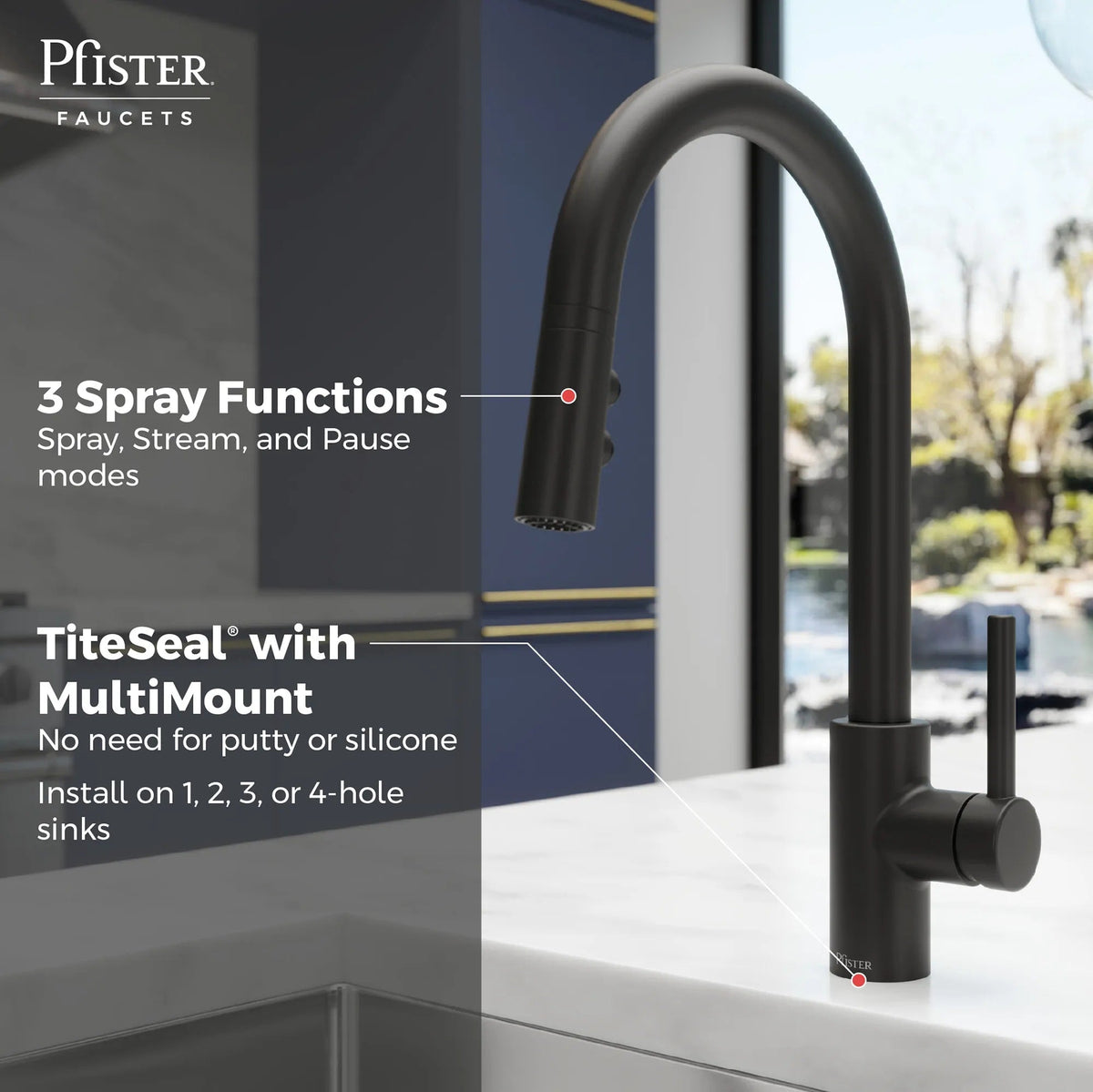 LG529SAB Stellen Single-Handle Pull-Down Kitchen Faucet in Matte Black