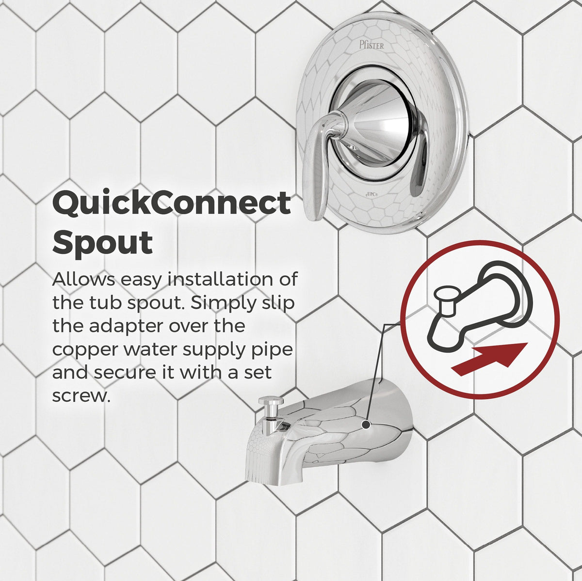 J15-020C Tub Spout with Diverter in Polished Chrome (Pack of 12)