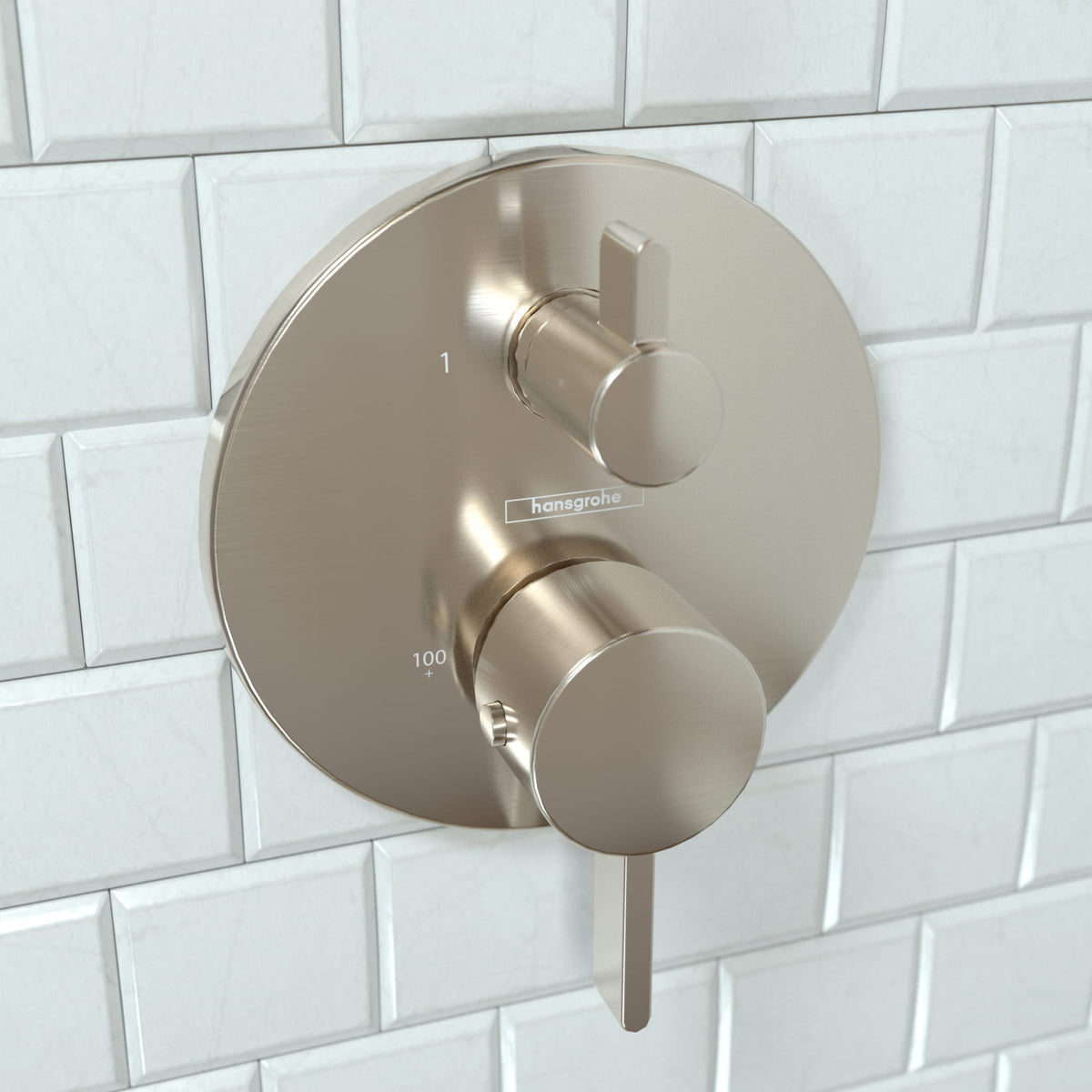 04231820 Ecostat Thermostatic Trim S with Volume Control and Diverter in Brushed Nickel