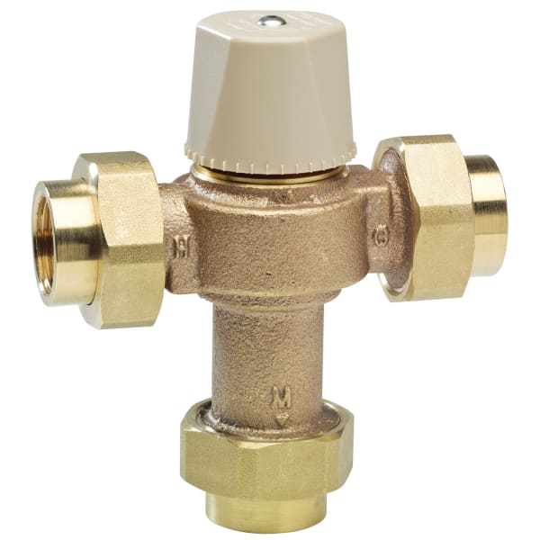0559122 1" Lead Free Thermostatic Mixing Valve, Threaded Union End Connection, Adjustable Out 80-120 F