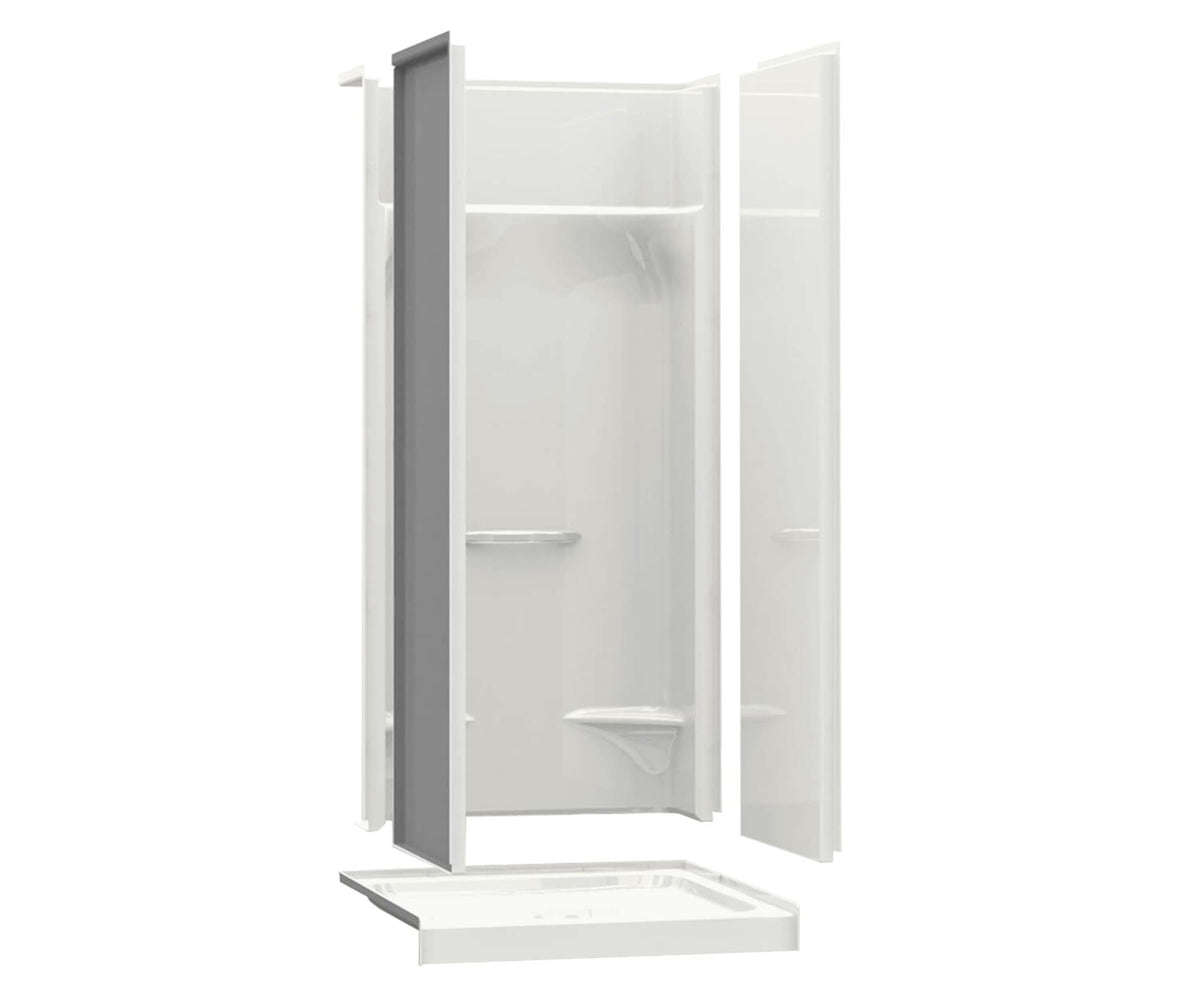 145025-000-002-593 KDS 3636 AFR AcrylX Alcove Center Drain Four-Piece Shower in White, No Seat