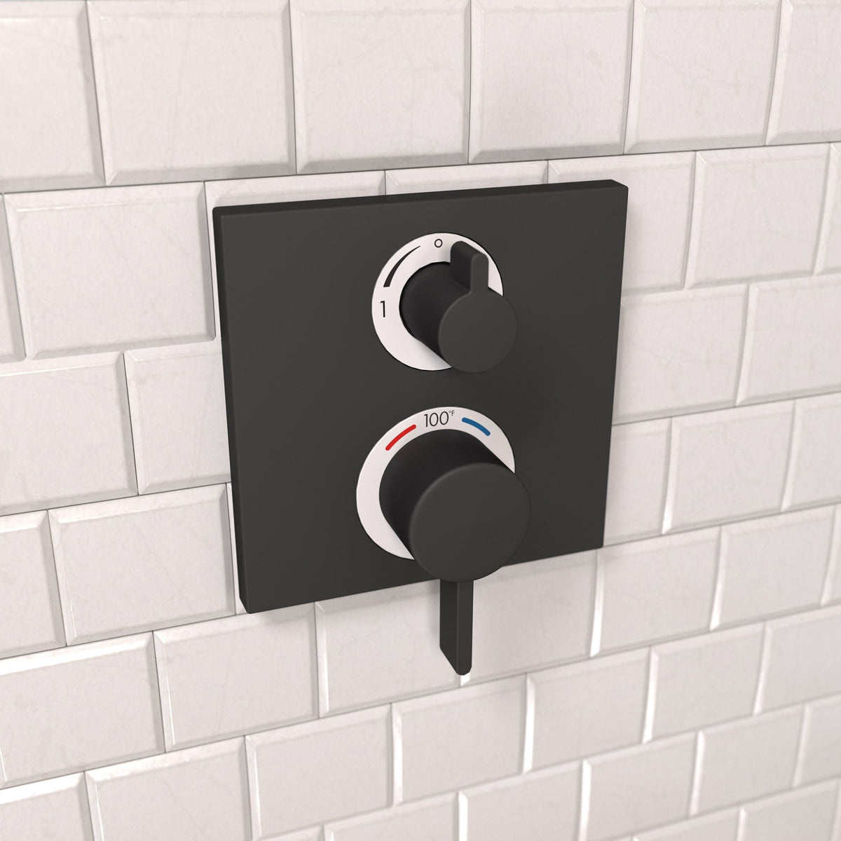 15714671 Ecostat Square Thermostatic Trim with Volume Control and Diverter in Matte Black