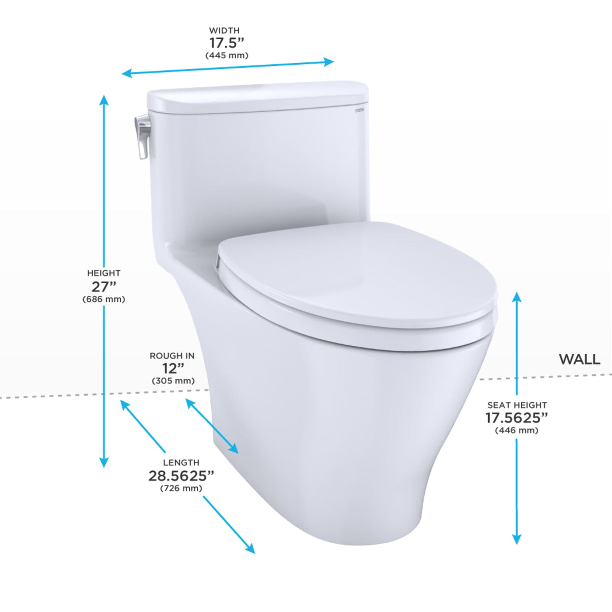 Nexus® One-Piece Elongated 1.28 GPF Universal Height Toilet with CEFIONTECT® and SS124 SoftClose Seat, WASHLET®+ Ready, Cotton White