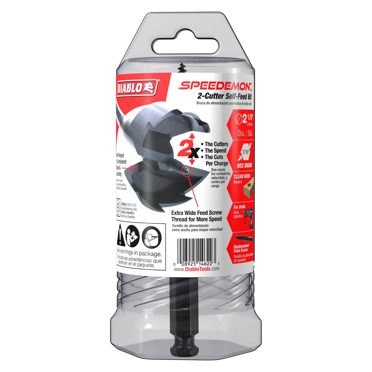 DSF2125 2-1/8" SPEEDemon™ 2-Cutter Self-Feed Bit