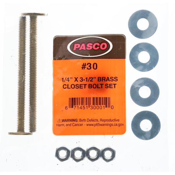 1/4"X3-1/2" Double Nut/Wash Closet Bolt - 30