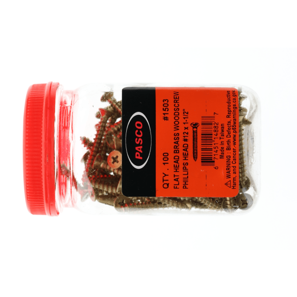 1503 1-1/2" #12 Phllips Brass Wood Screw