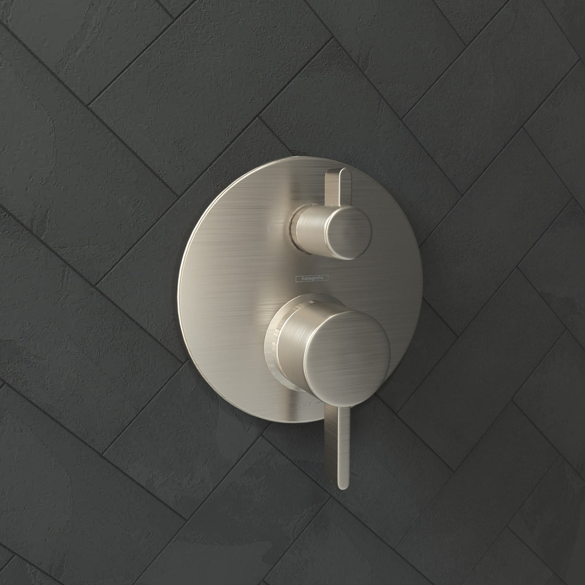 04447820 Ecostat Pressure Balance Trim S with Diverter in Brushed Nickel