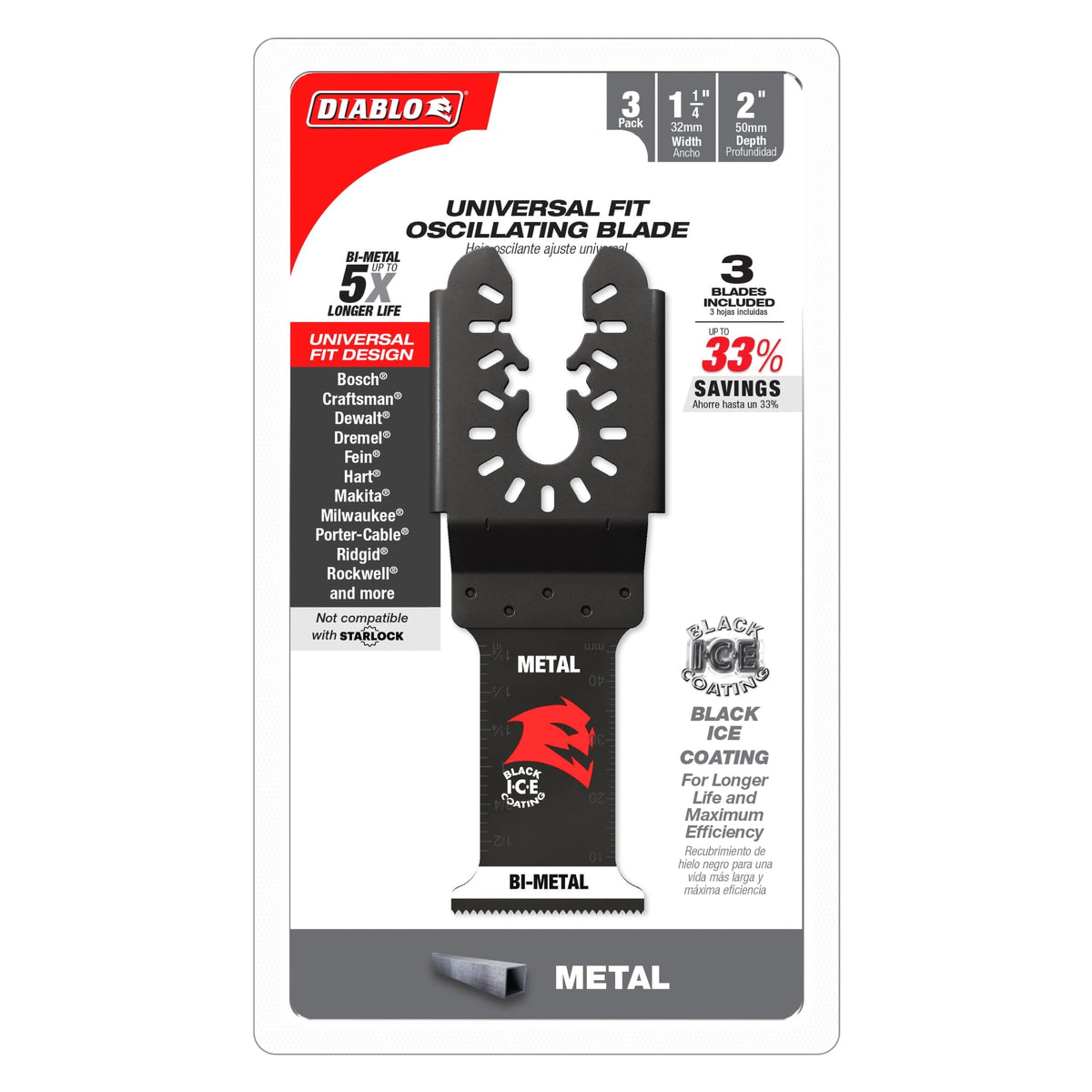 DOU125BF3 1-1/4" Steel Demon™ Universal Fit Bi-Metal Oscillating Blades for Metal (3-Pack)