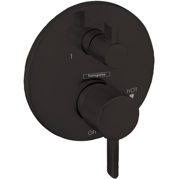 04447670 Ecostat Pressure Balance Trim S with Diverter in Matte Black
