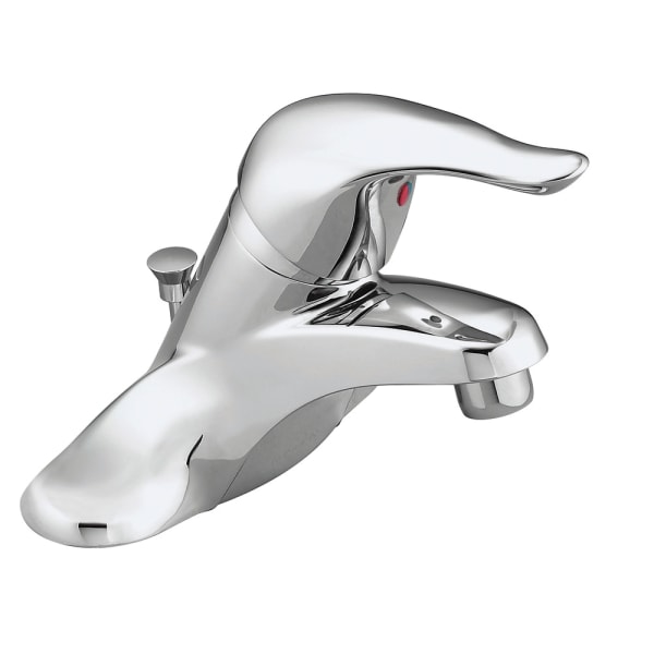L64621 Chateau 4 in. Centerset Single Handle Low-Arc Bathroom Faucet with Metal/Plastic Drain Assembly in Chrome (1/2")
