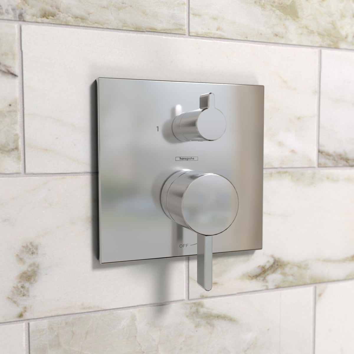 15862001 Ecostat Pressure Balance Trim Square with Diverter in Chrome