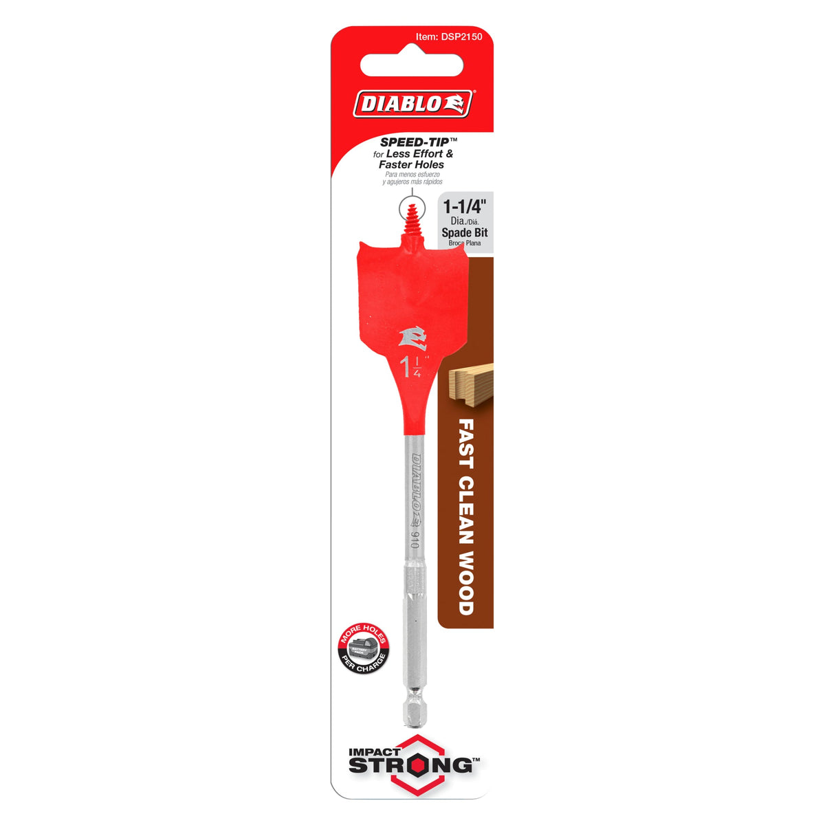 DSP2150 1-1/4" x 6" Spade Bit for Wood