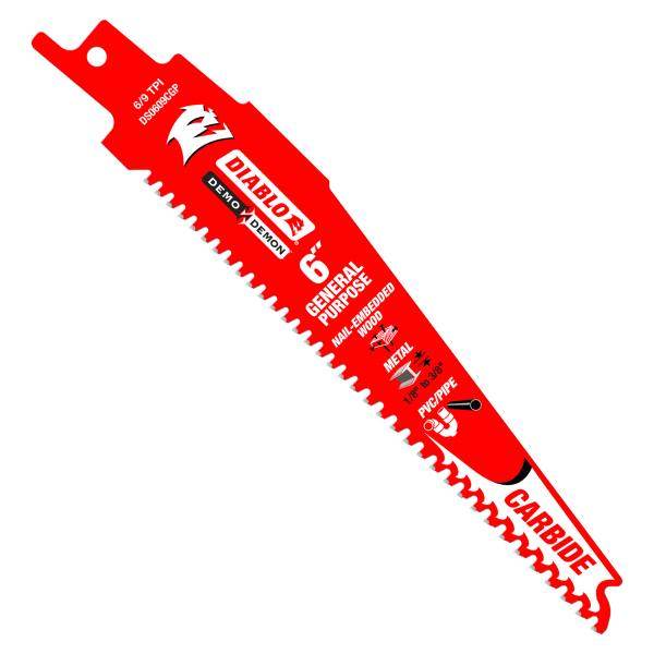 DS0609CGP10 6" 6/9TPI Demo Demon™ Carbide Teeth Reciprocating Saw Blades for General Purpose Cuts (10-Pack)