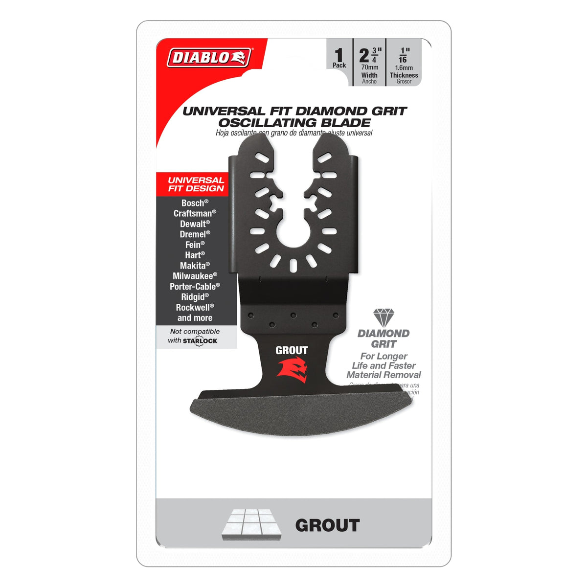 DOU16DGX Universal Fit Diamond Grit Oscillating Blade for Grout