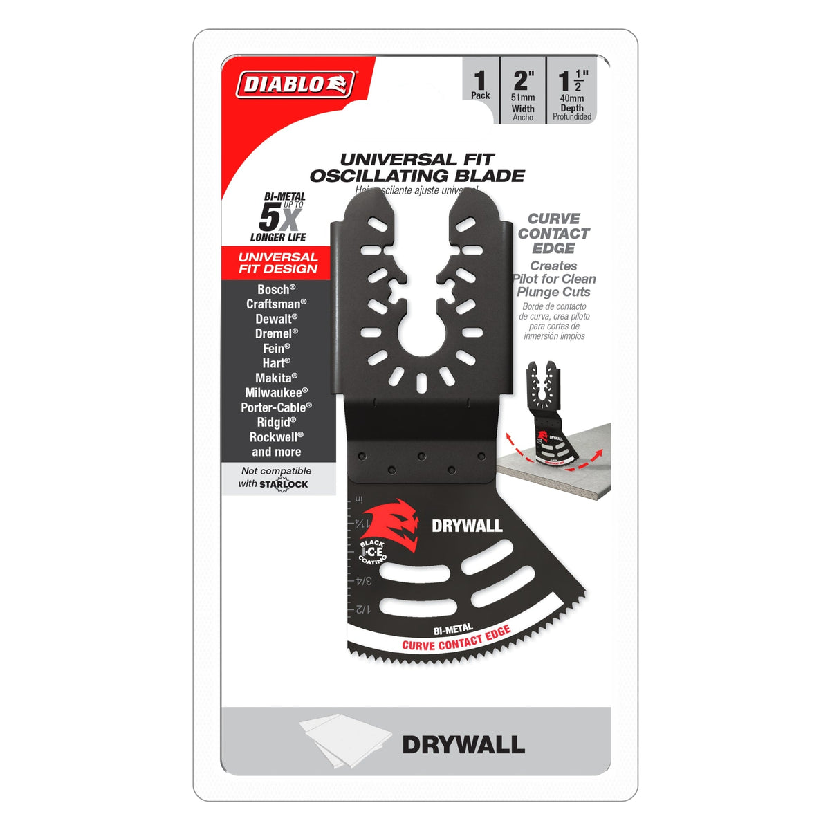 DOU200RBD 2" Universal Fit Bi-Metal Oscillating Blade for Drywall