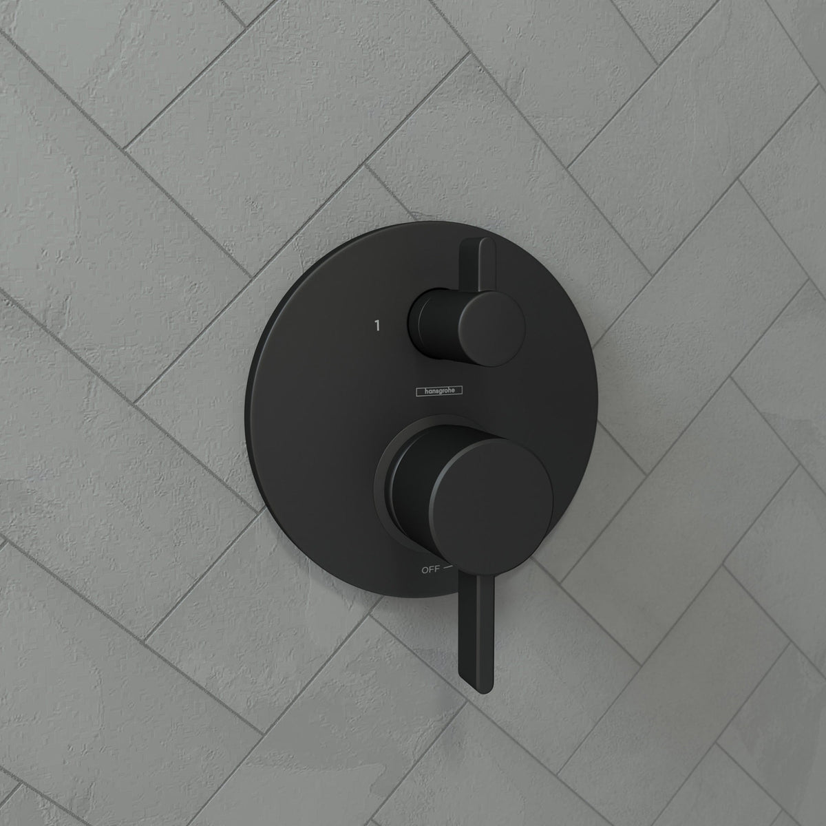04447670 Ecostat Pressure Balance Trim S with Diverter in Matte Black