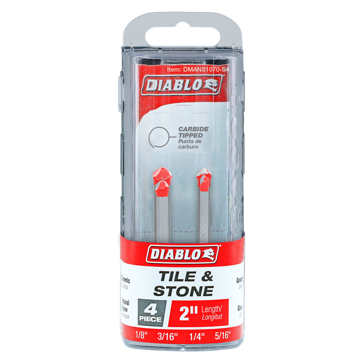 DMANS1070-S4 4 pc Carbide-Tipped Drill Bit Set for Tile & Stone (4-Piece)