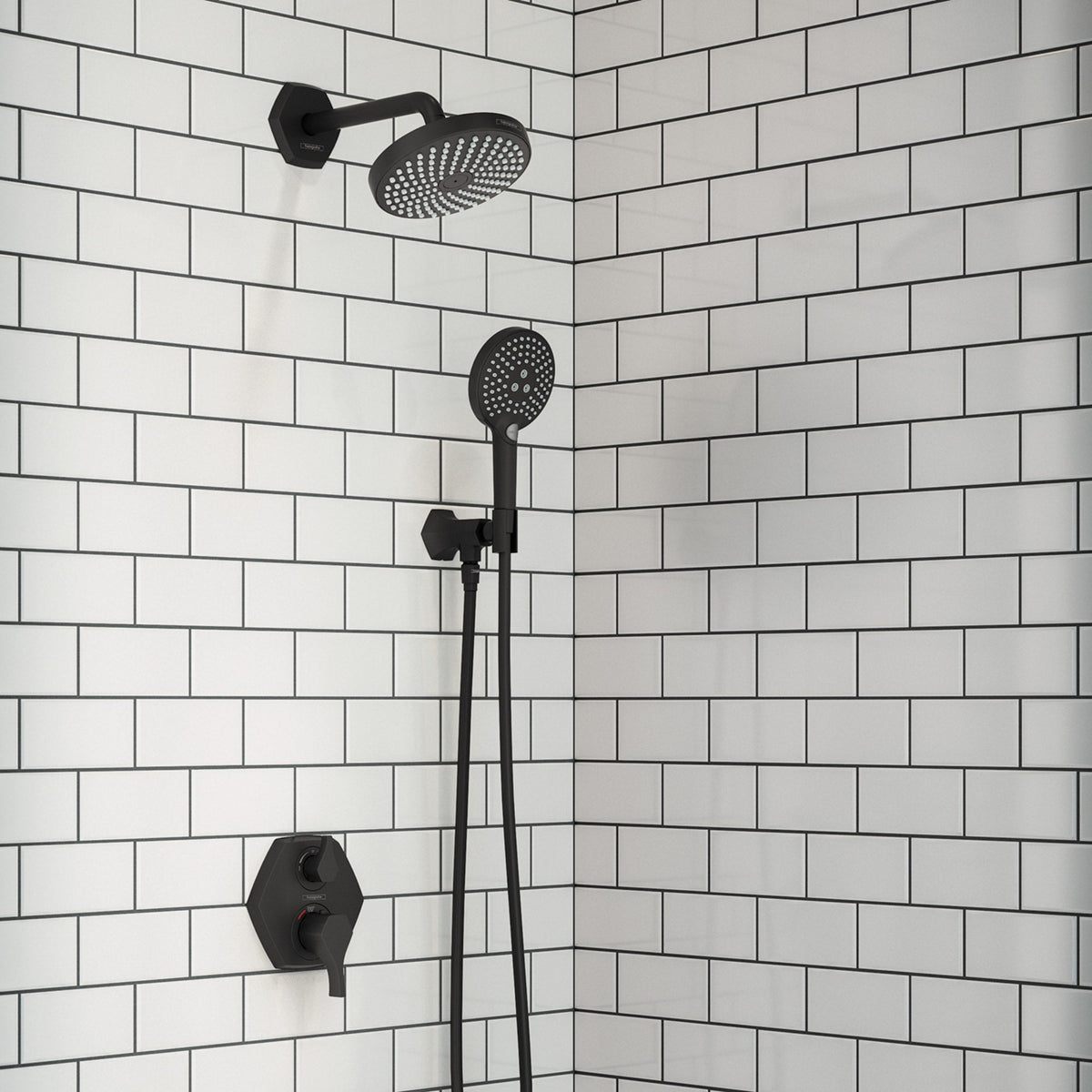 04820670 Locarno Thermostatic Trim with Volume Control and Diverter in Matte Black