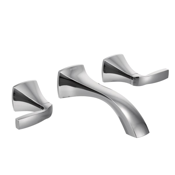 T6906 Voss Wall Mount 2-Handle Low-Arc Lavatory Faucet Trim Kit in Chrome (Valve Sold Separately)
