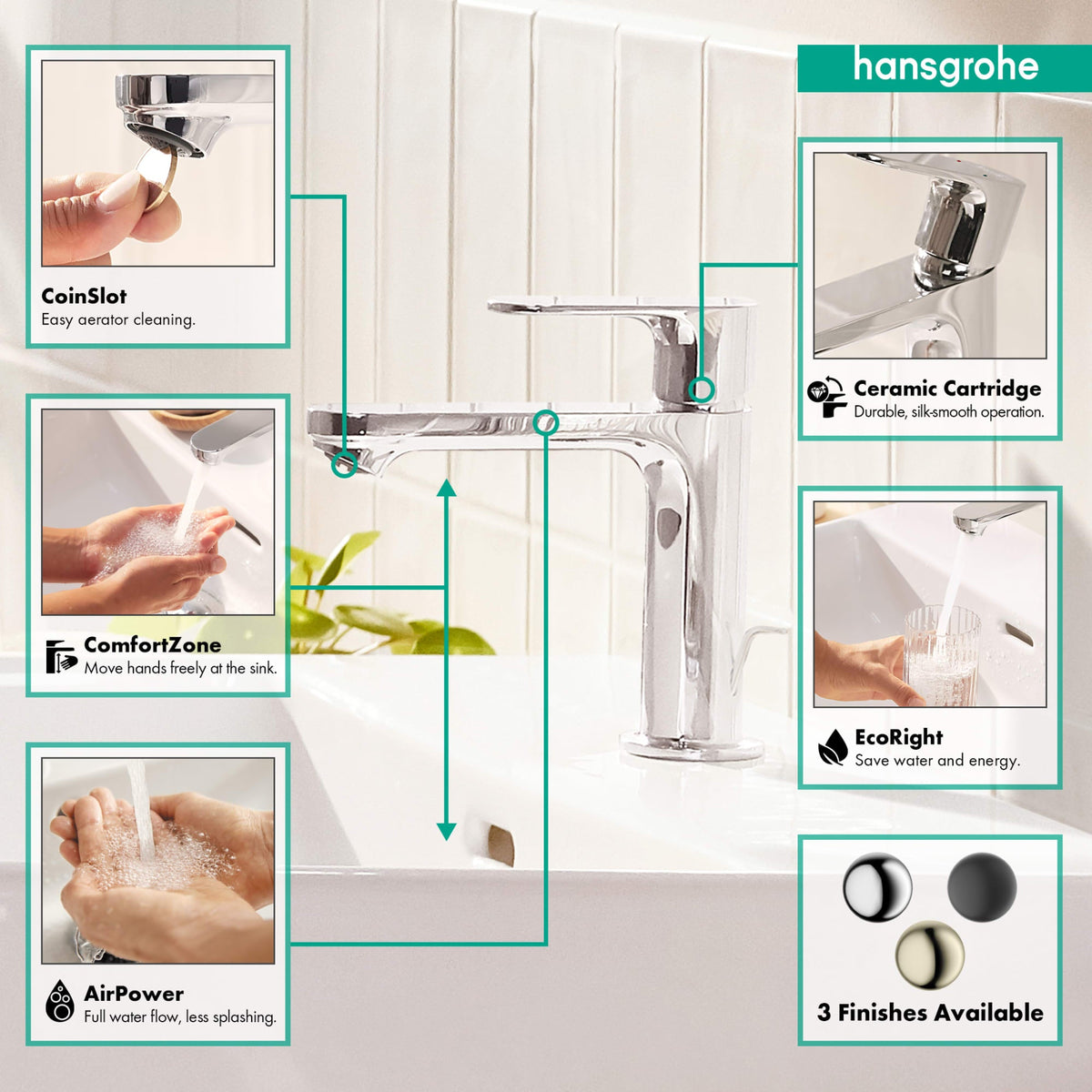72517001 Rebris S Single-Hole Faucet 110 with Pop-Up Drain, 1.2 GPM in Chrome